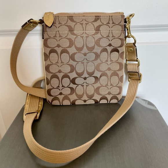 Leather and Canvas Coach Crossbody Purse - Picture 2 of 3